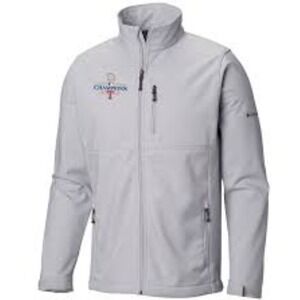 Columbia Softshell Jacket Mens XL Gray Texas Rangers 2023 World Series Champions